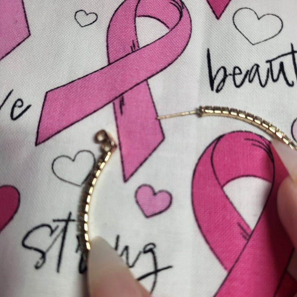 Crystal Rhinestone Gold Tone Hoops - Picture 3 of 4